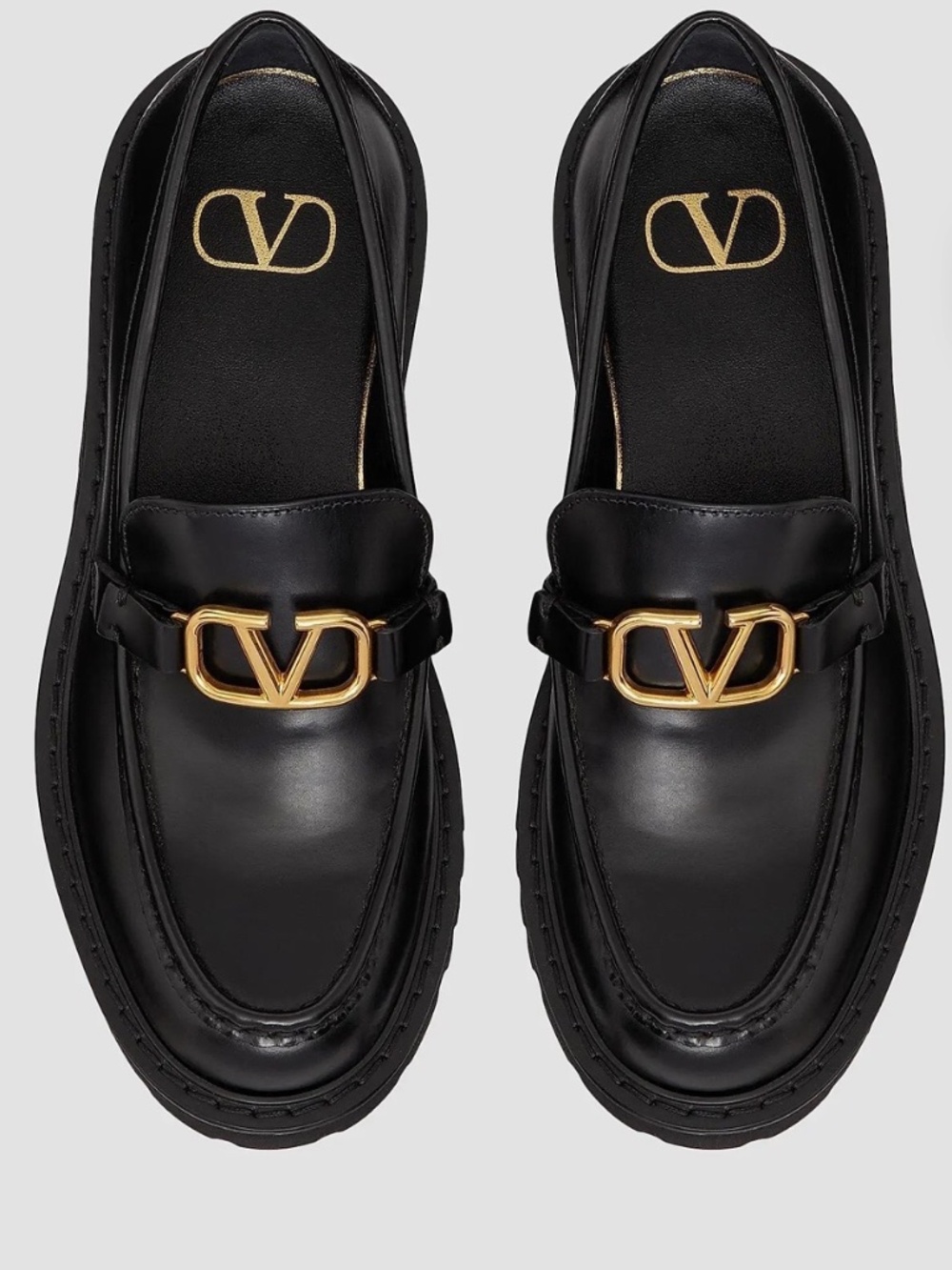 Valentino Loafers Black Leather Size 37